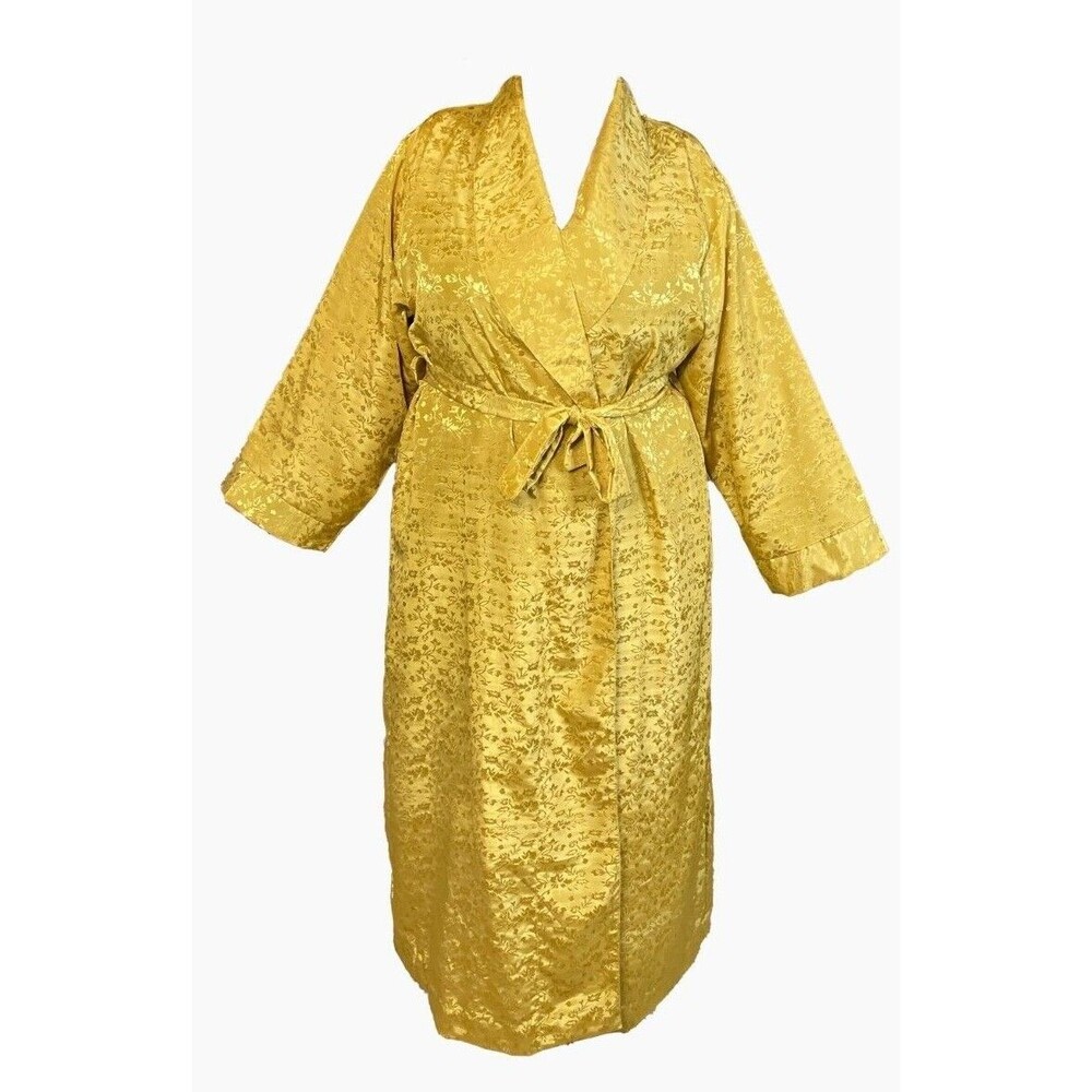Vintage Winlar Gold Wrap Kimono Style Robe With Tie Size Large Elegant Evening